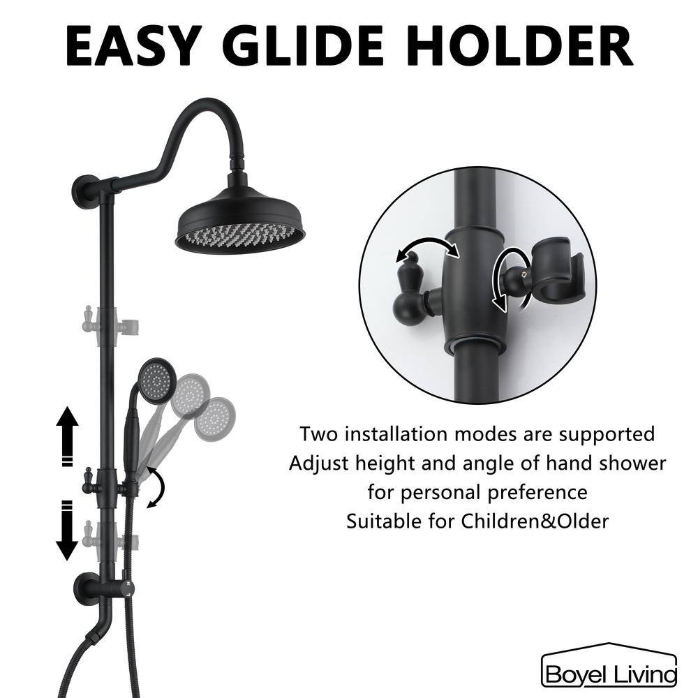 Matte Black Dual Head Rain Shower System with Handheld