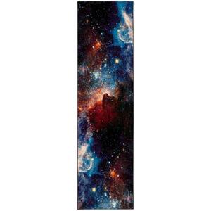 Galaxy Purple/Multi 2 ft. x 14 ft. Abstract Runner Rug