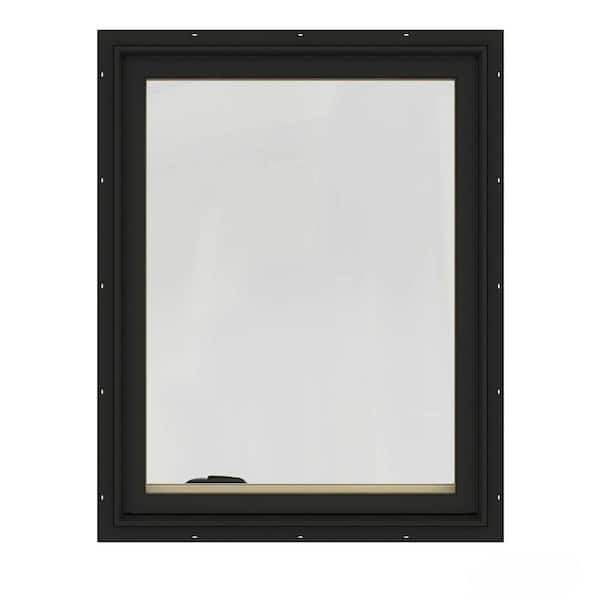 JELD-WEN 30.75 in. x 36.75 in. W-2500 Series Bronze Painted Clad Wood Right-Handed Casement Window with BetterVue Mesh Screen