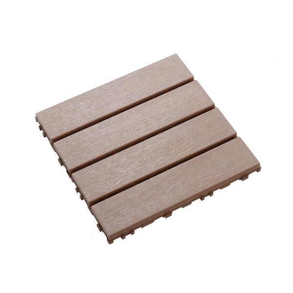 Tidoin Outdoor 1 ft. x 1 ft. Composite Deck Tile in Brown(44 Per Box)
