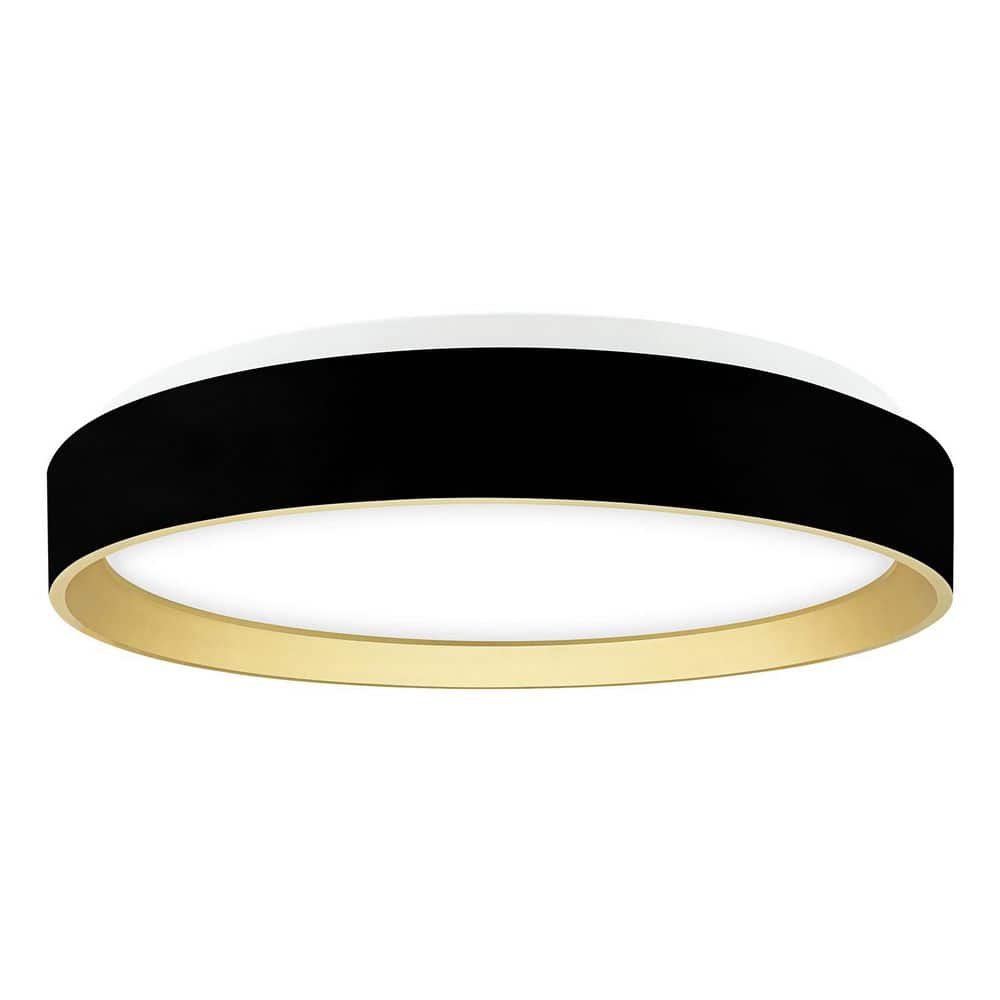 15 In. Integrated LED Round, Matte Black/Gold Flush Mount Light, 5CCT, 28W, 2000LM, CRI90, Dimmable, Damp Rated price history on PriceWatchPro