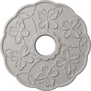 1 in. x 17-7/8 in. x 17-7/8 in. Polyurethane Terrones Butterfly Ceiling Medallion, Ultra Pure White