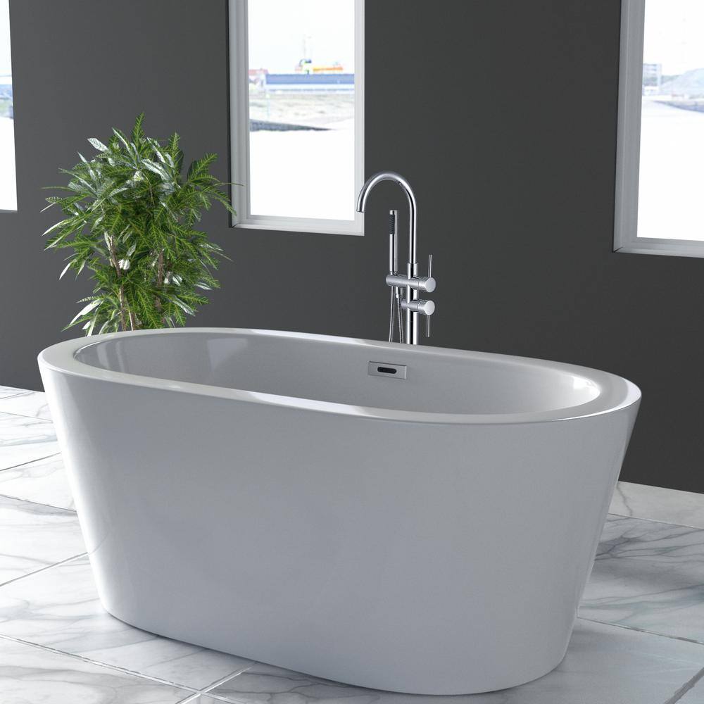 Chrome Freestanding Bathtub Faucet with Handheld Shower