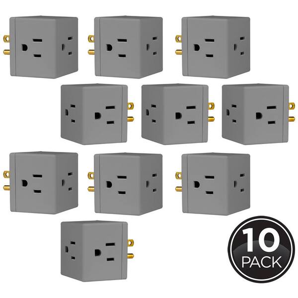 Ge 3-outlet Grounded Tap Adapter, Gray (10-pack) 47040 - The Home Depot