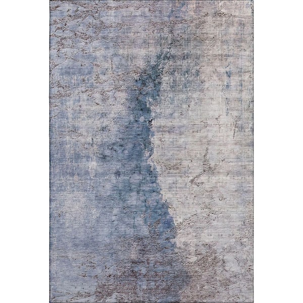 Mayfield Premium Machine Washable Indoor/Outdoor Geometric AMF646 Blue 10 ft. x 14 ft. Area Rug