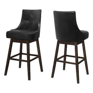 29.25 in. Black High Back Wood Counter Height Bar Chair with Faux leather Seat Set of 2