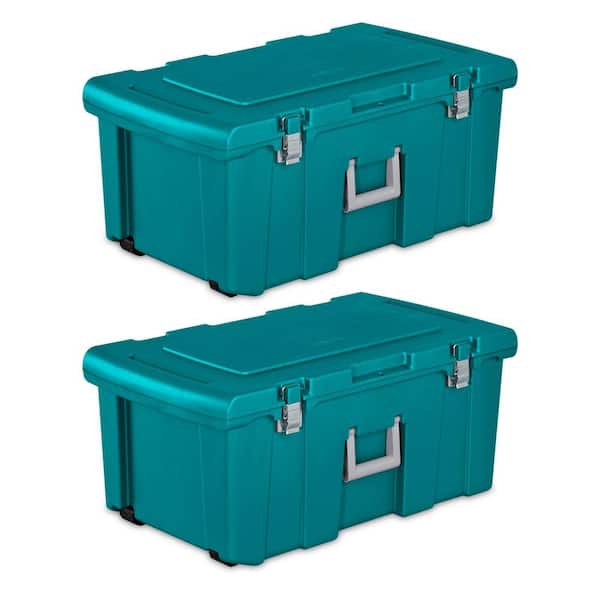 Sterilite 16-Gal. Footlocker Toolbox Container w/Wheels 2 Pack