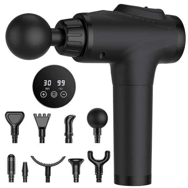 Aoibox Relaxing 30-Speed Handheld Body Massager with 9 Heads in Matte Black