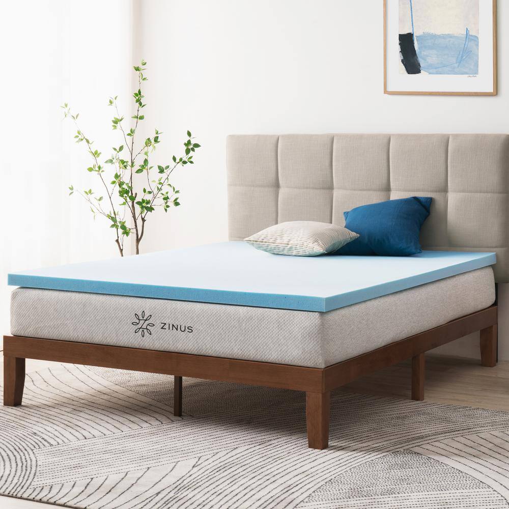 2 in. Medium No Pocket Gel Memory Foam Queen Mattress Topper