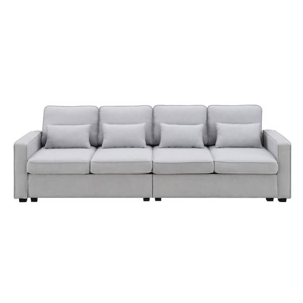 Harper & Bright Designs 88.5 in. W Square Arm 3-Seats Linen Sofa