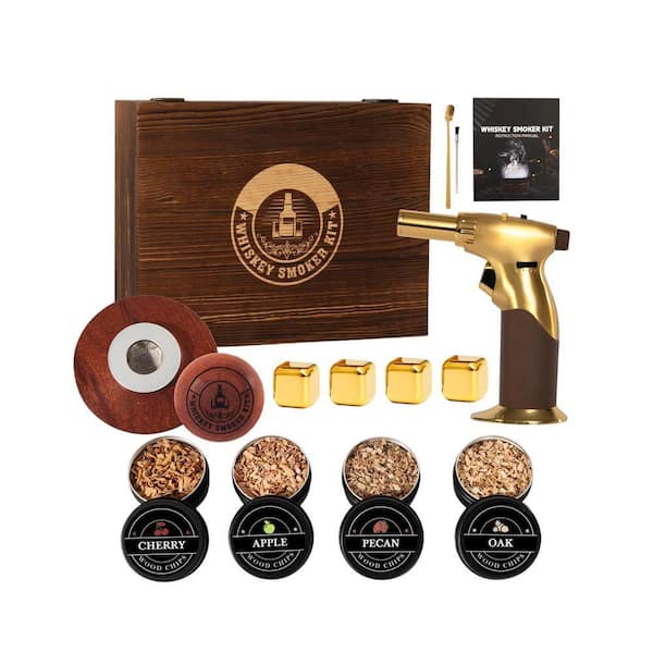 Black Electric Cocktail Smoker Kit Built-in Lighter with 2 Glasses & Molds, Old Fashioned Drink Smoker Kit