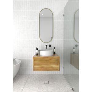 16 in. W x 40 in. H Framed Oval Bathroom Vanity Mirror in Satin Brass