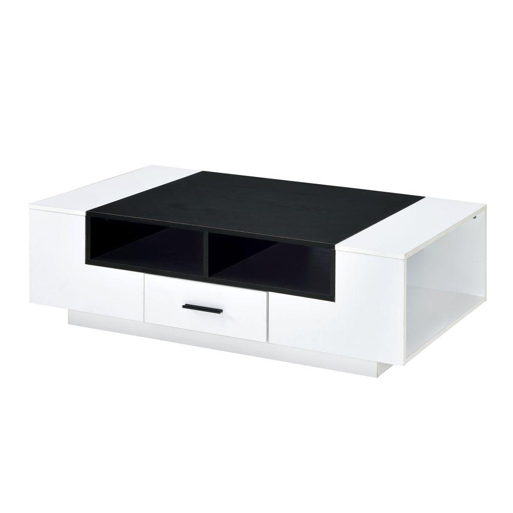 Benjara 47 in. L Black and White Contemporary Coffee Table with Drawer and  Open Compartment BM211122 - The Home Depot