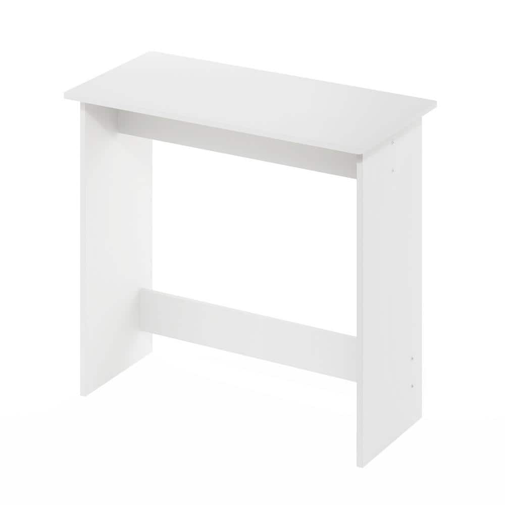 White Composite Wood A-Frame Desk with Hutch