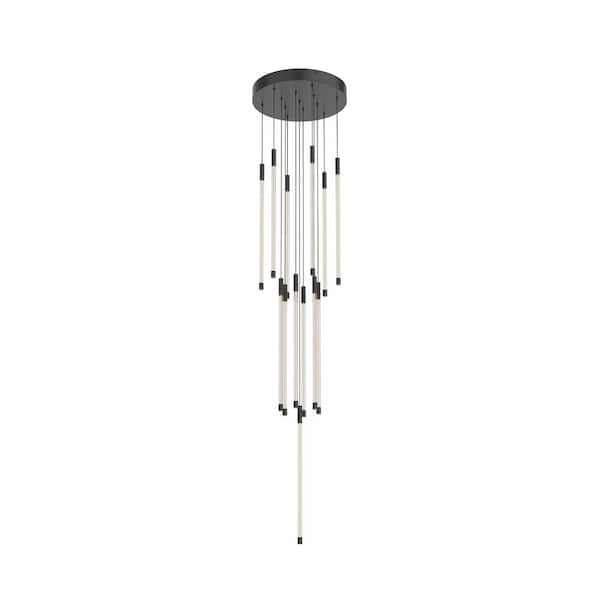 KUZCO Motif 21 in. 1 Light 80-Watt Black Integrated LED Pendant Light