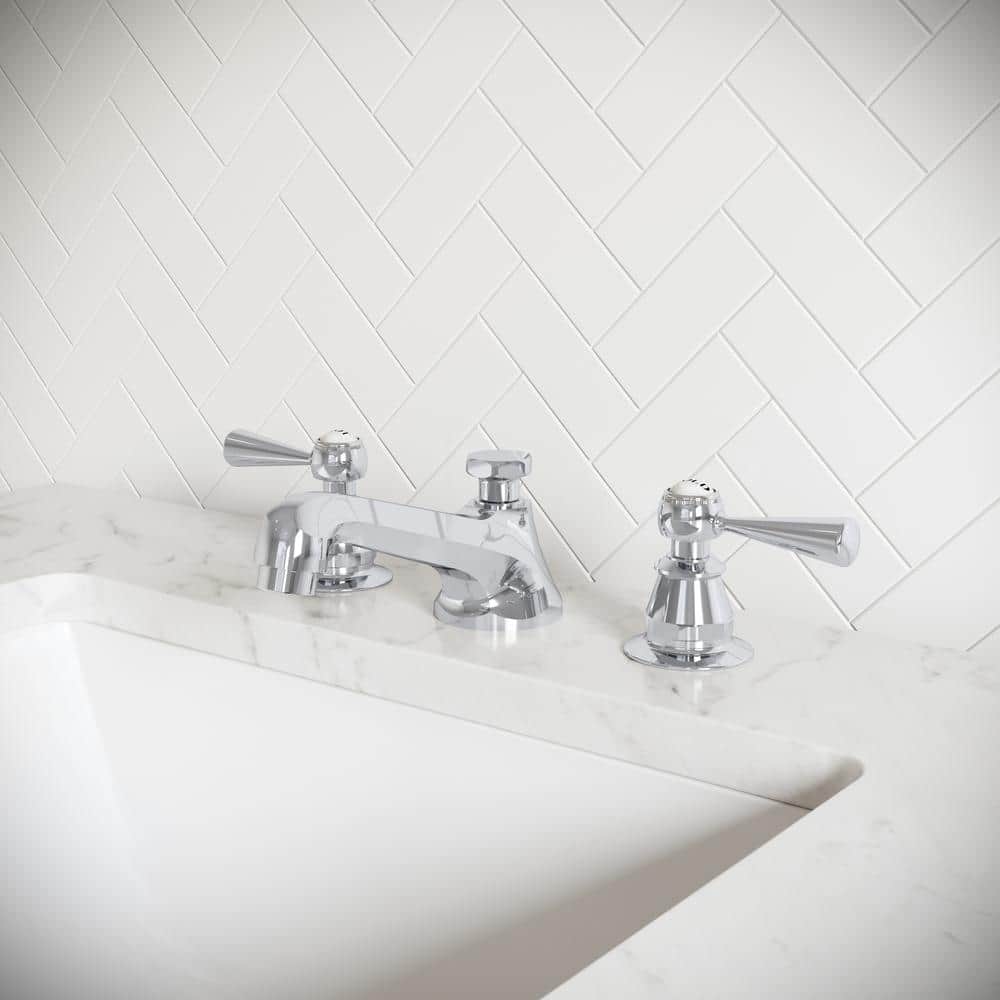 Chrome Classic Widespread Lavatory Faucet with Lever Handles