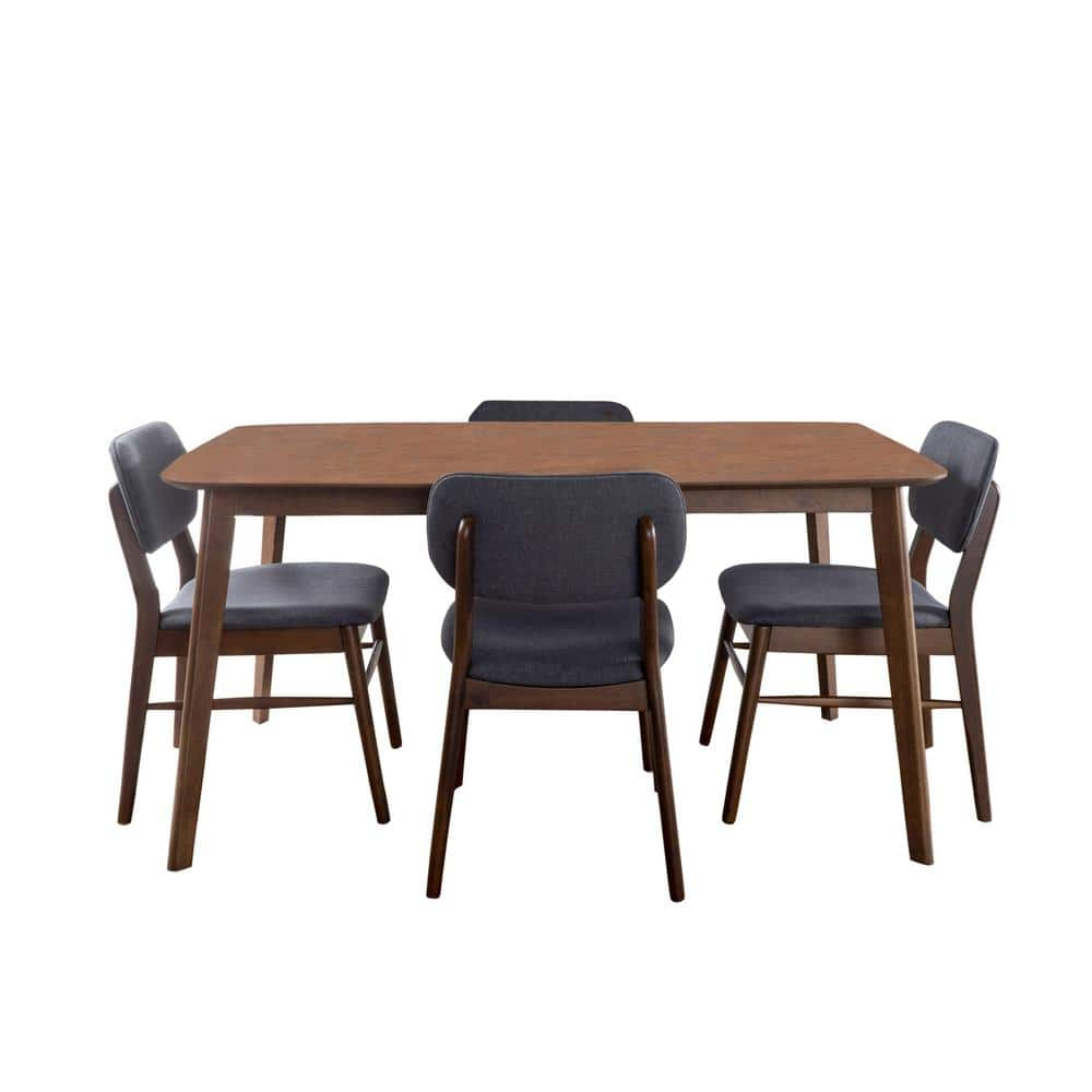 Colette Charcoal and Walnut Dining Set 5-Piece 11983 - The Home Depot