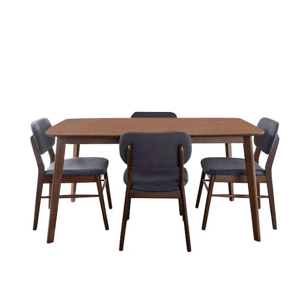 Unbranded Colette Charcoal and Walnut Dining Set 5-Piece
