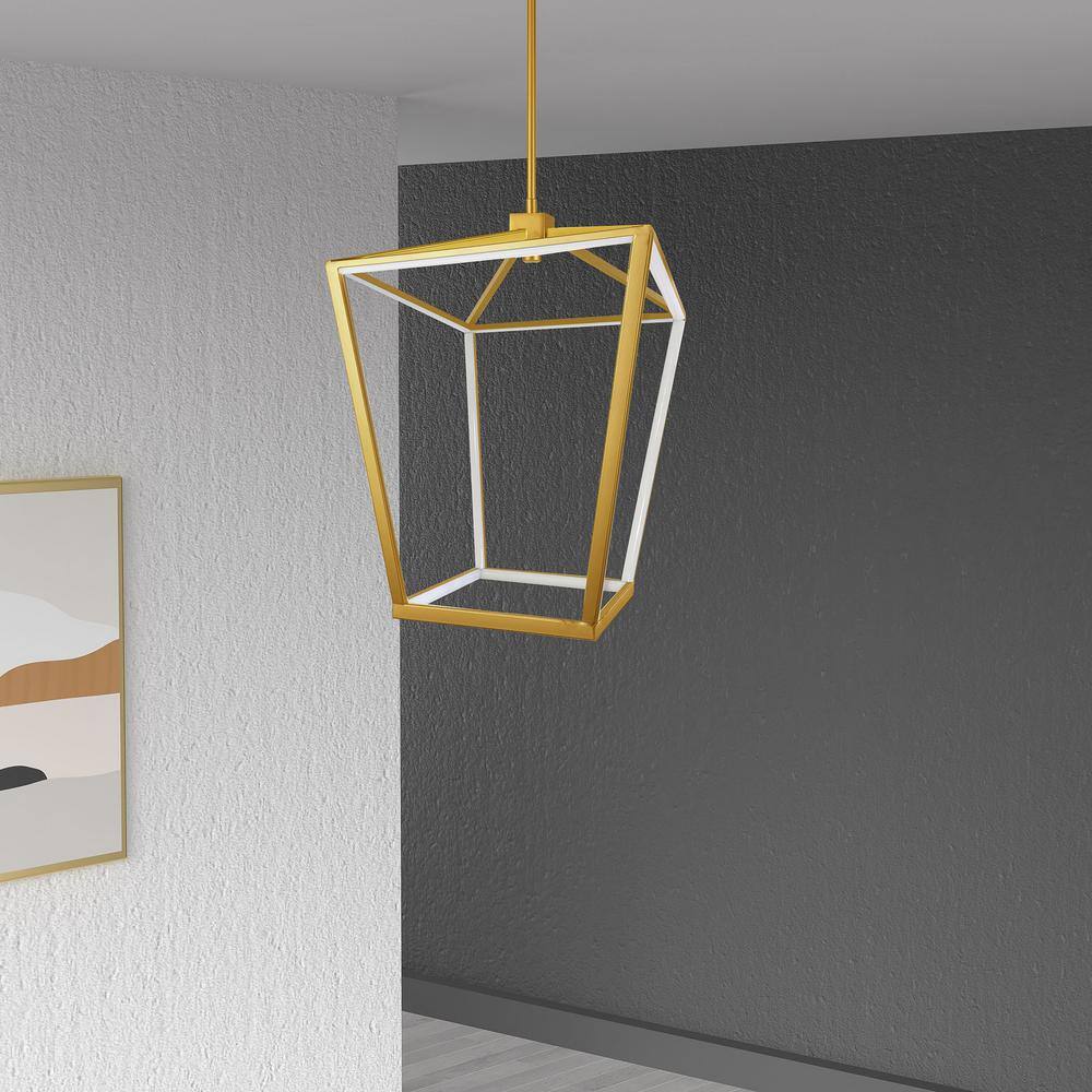 Elegant Aged Brass 66.5" LED Cage Chandelier with White Diffuser