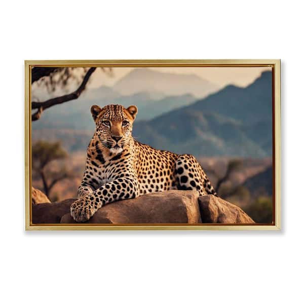 Intense Watching Cheetah by Noah Bay Gold Floater Frame Animal Graphic Art Print 21 in. x 31 in.
