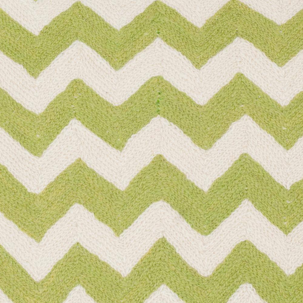 Lime Green and White Embroidered Cotton Throw Pillow Set