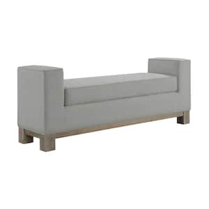 Remi Gray Stain-Resistant King Bedroom Bench H 17 x W 23 x D 73