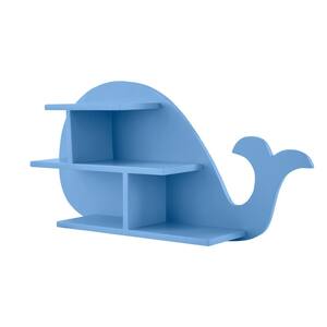 Nautical Whale Blue Wood Wall Shelf