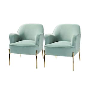 Nora Modern Sage Velvet Accent Chair with Gold Metal Legs (Set of 2)