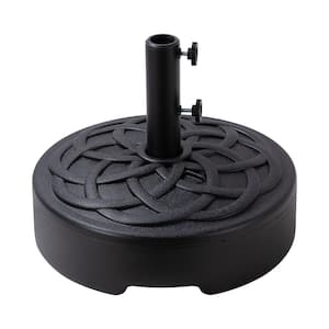 Round Patio Umbrella Base, Outdoor Umbrella Stand for Universal Pole, Water or Sand Filled, 50 lbs. Capacity in Black