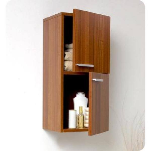 Teak Wall Mounted Bathroom Cabinet with Soft Closing Hinges