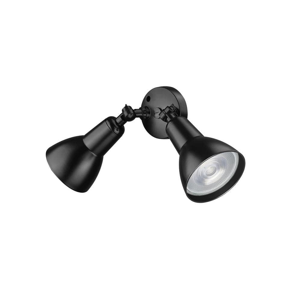 Black Adjustable Twin Head Outdoor Security Flood Light