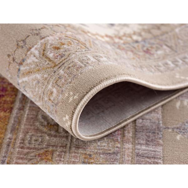 Amalfi Grey Beige, Boho 2 ft. x 19 ft. South-Western Indoor Runner Rug