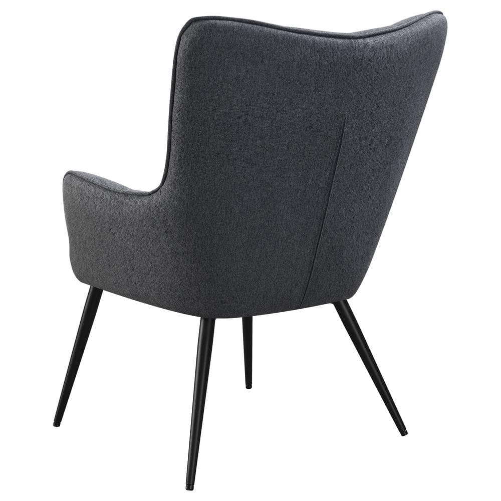 Dark Gray Metal Transitional Accent Chair with Flared Arms