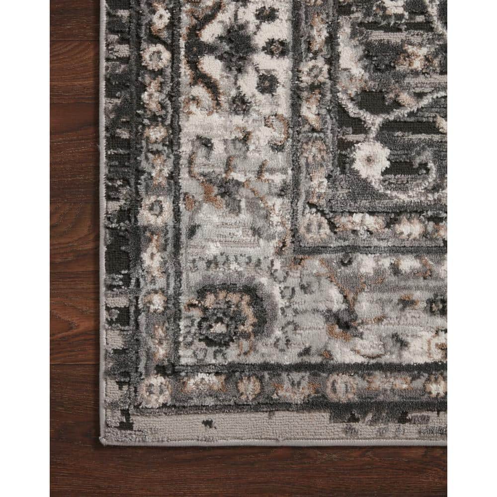 Estelle Charcoal Grey 7'-10" x 10'-2" Oriental Wool-Blend Area Rug