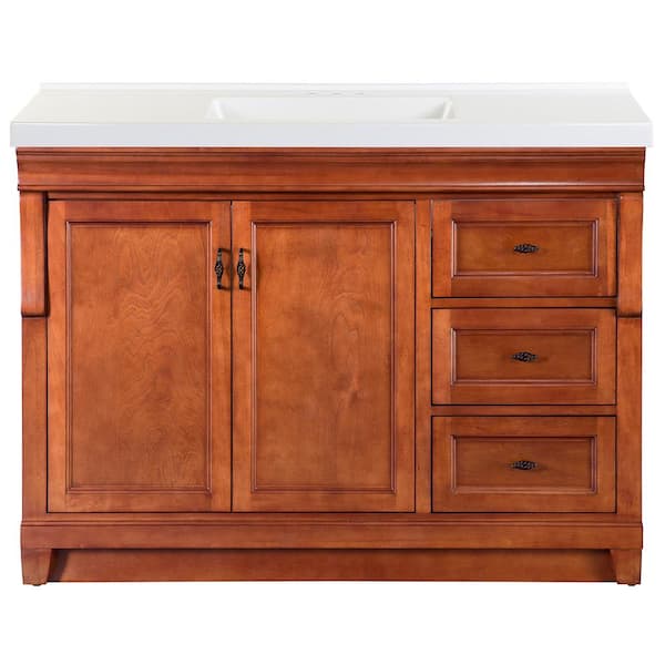 Home Decorators Collection Naples 49 in. Single Sink Warm Cinnamom Bath Vanity with White Cultured Marble Top (Assembled)