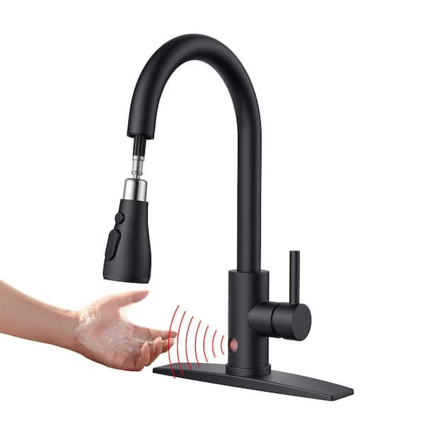 Touchless Single Handle Pull Down Sprayer Kitchen Faucet with 360 Spout Swivel Advanced Spray in Black