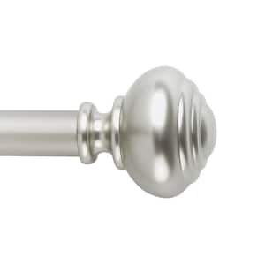 Taylor 72 in. x 144 in. Easy-Install Optional No Tools Adjustable 1 in. Single Rod Kit in Nickel with Knob Finials