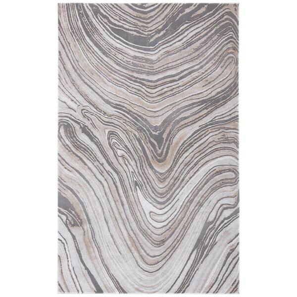 SAFAVIEH Craft Gray/Brown 3 ft. x 5 ft. Marbled Abstract Area Rug