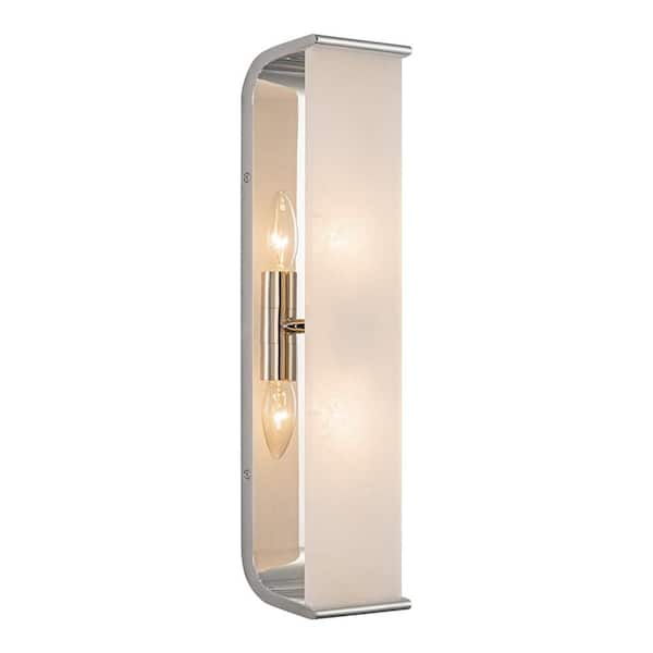 ALORA Abbott 19-in 2 Light 60-Watt Polished Nickel/Alabaster Vanity Light