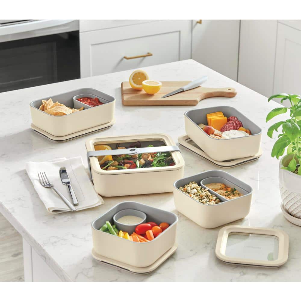 Caraway Cream Contemporary 14-Piece Glass Food Storage Set