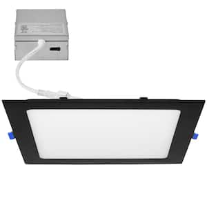 8 in. Slim Square Recessed LED Downlight, Black Trim, Canless IC Rated, 1400 Lumens, 5 CCT Color Selectable 2700K-5000K