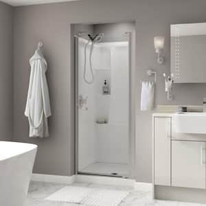 Lyndall 33 in. x 64-3/4 in. Semi-Frameless Contemporary Pivot Shower Door in Nickel with Clear Glass