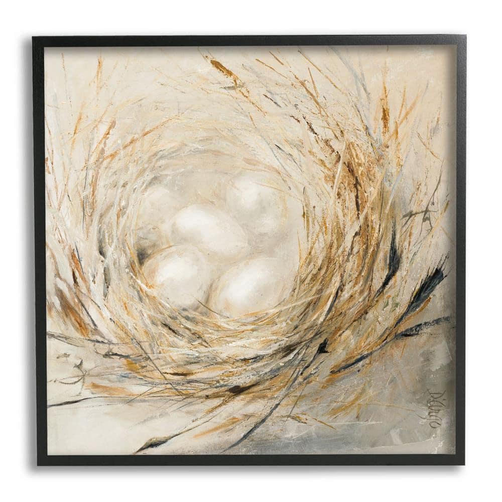 Abstract Beige and White Bird Nest Canvas Print