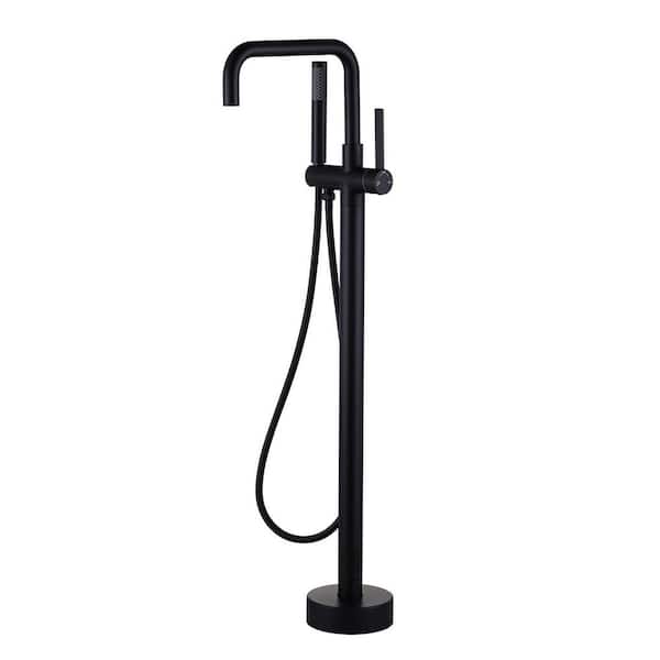 Brass Single-Handle Claw Foot Freestanding Tub Faucet with Tub Spout and Hand Shower in. Matte Black