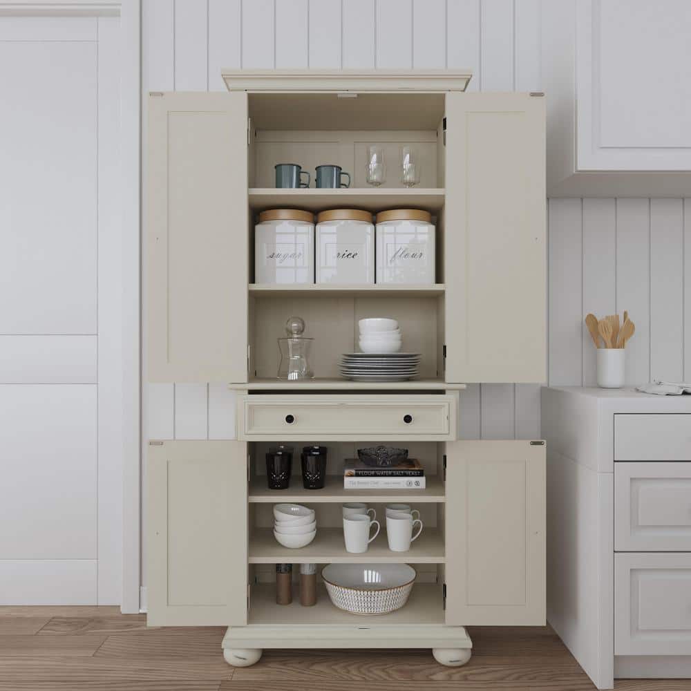 Dover 72" White Mahogany Freestanding Pantry with Adjustable Shelving