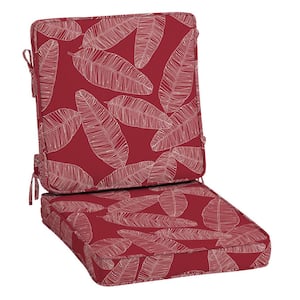 ProFoam 20 in. x 20 in. Outdoor High Back Chair Cushion in Red Leaf Palm