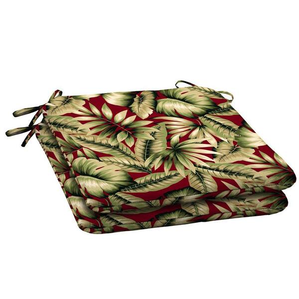 Hampton Bay Chili Tropical Outdoor Seat Pad (2-Pack)-DISCONTINUED