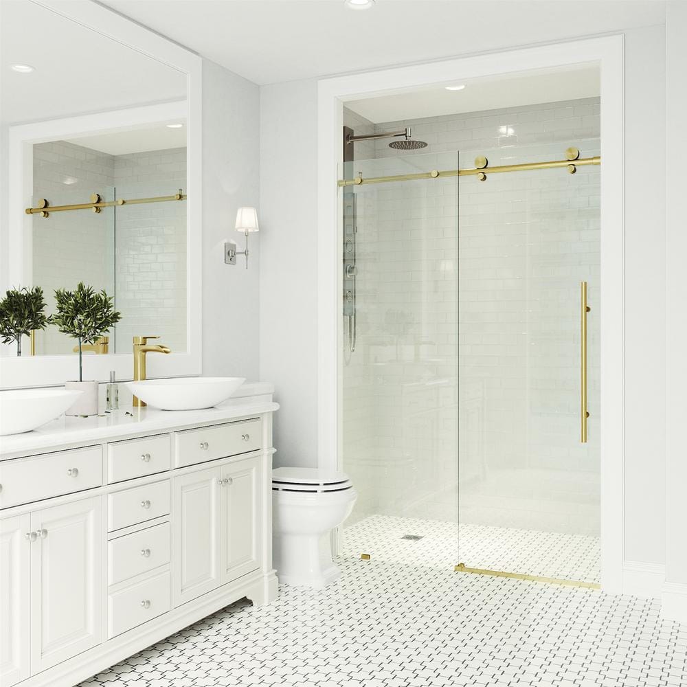 Elan E-Class 56-60" Frameless Sliding Shower Door in Matte Brushed Gold