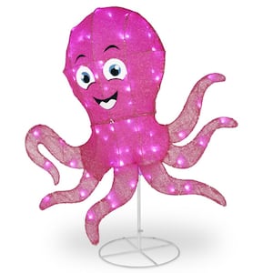 36 in. Pink Octopus with LED Lights