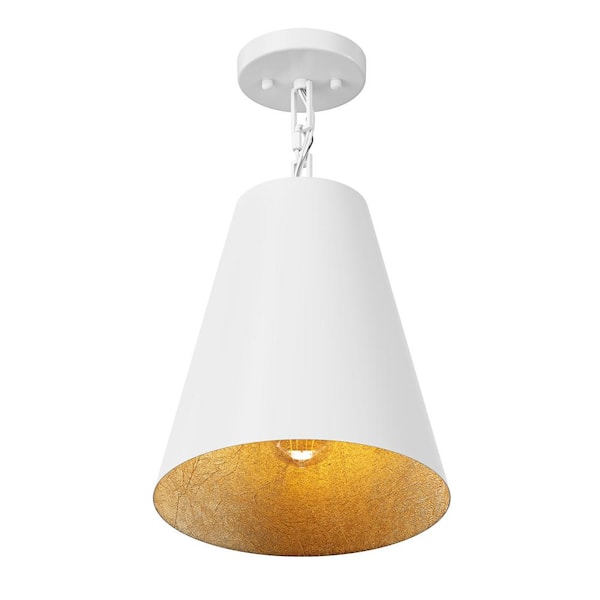 aiwen Modern 10.62 in. 1-Light Semi-Flush Mount Farmhouse Close to Ceiling Lighting with Metal Shade